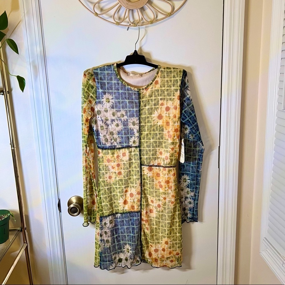 Altar'd State Multicolor Patchwork Mini Dress